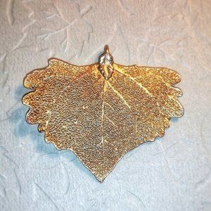 Vintage 24k Gold Dipped Leaf Pendant